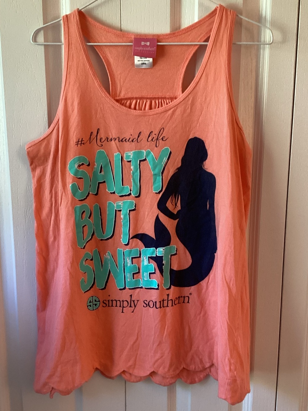 Simply Southern “Salty But Sweet” Mermaid Racerback Tank Top Sz Large